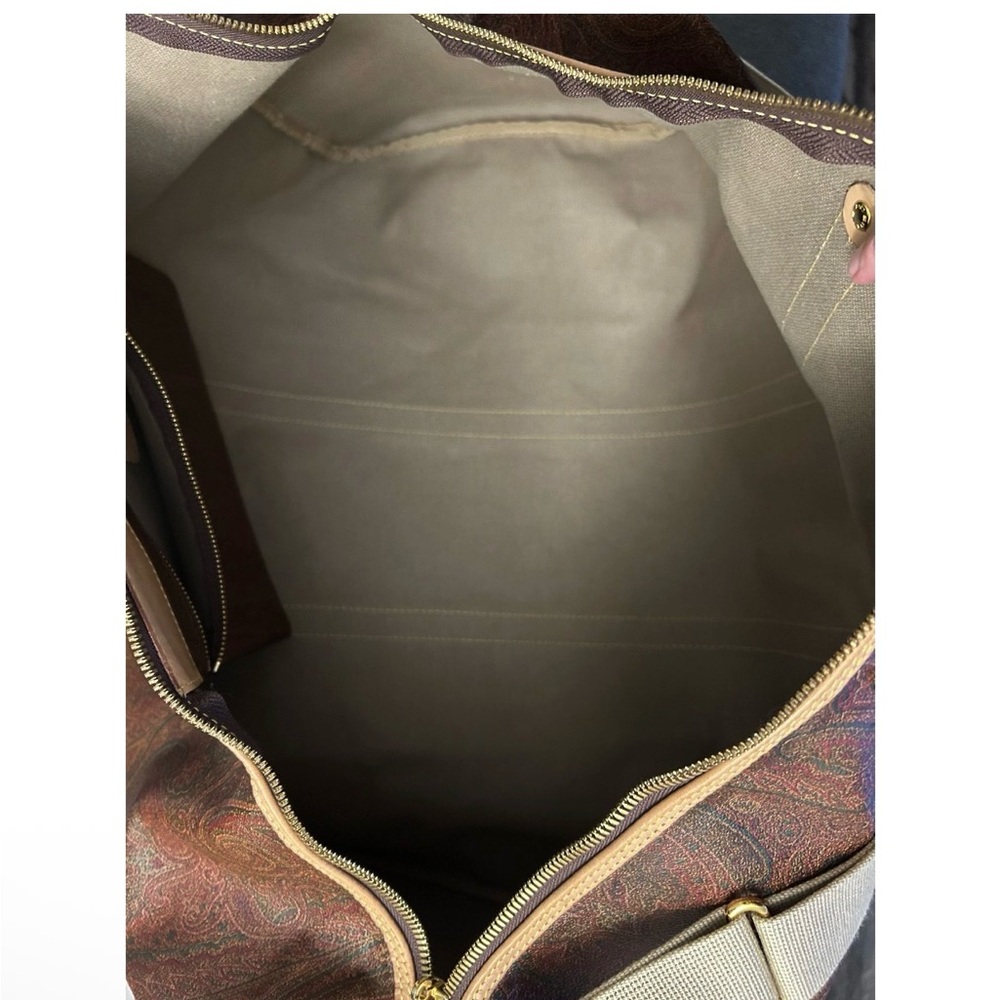 ETRO BOSTON RED PAISLEY Weekend Bag with Luggage Tag, Crossbody Strap, Clochette - Picture 15 of 15